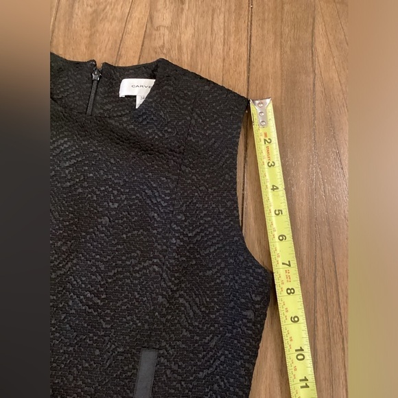 Carven black asymmetrical jaquered black sleeveless Shift Cocktail mini Dress 34 - Picture 9 of 16